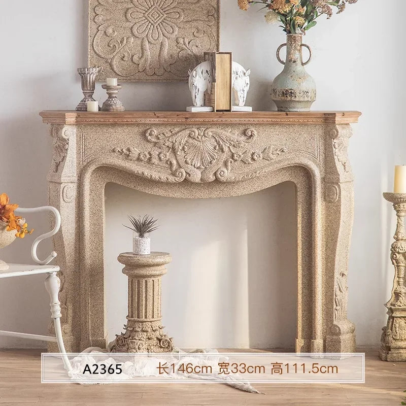 French retro fireplace decorative living room against the wall simulation finished fireplace rack solid wood porch antique