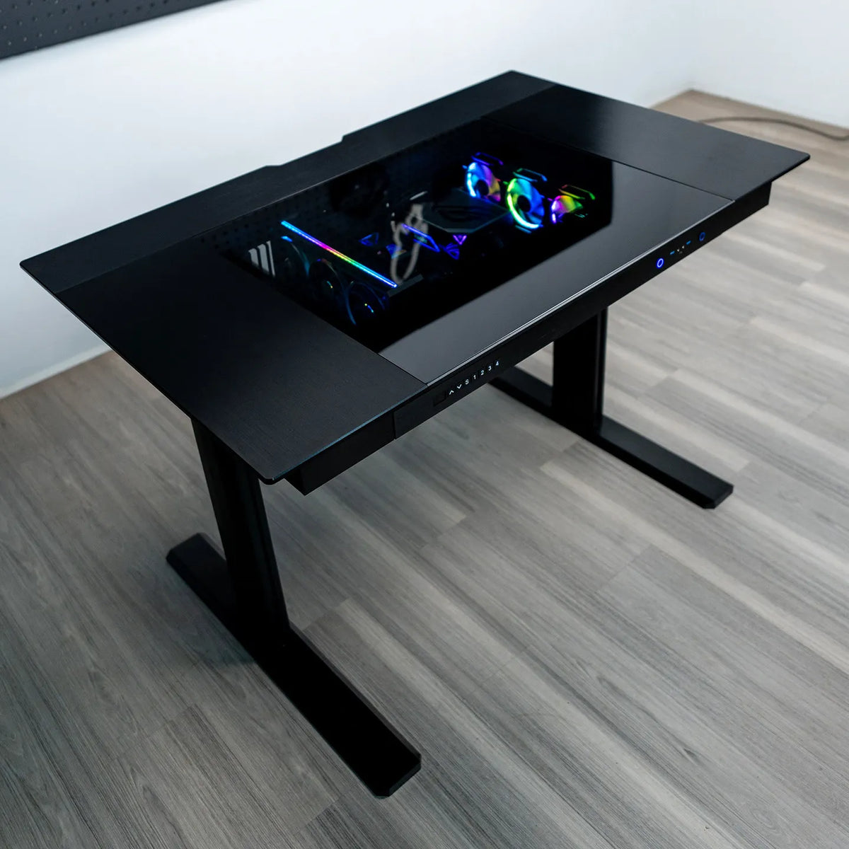AA Computer integrated table solid aluminum alloy surface transparent drawer large chassis electric lifting e-sports table