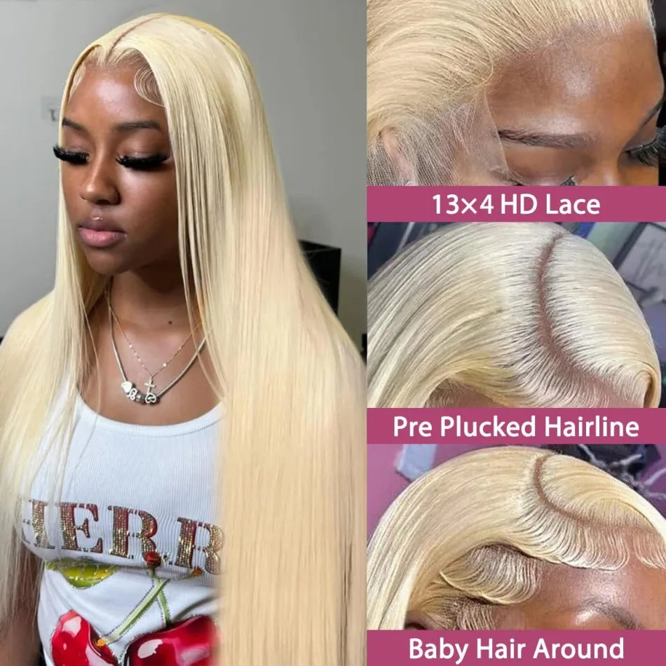 Straight Human Hair Wigs 613 Blonde 13X6 Hd Lace Frontal Wig 220 Density