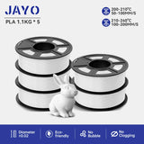 JAYO 3D Printer Filament  PETG PLA HSMPETG PLA PLUS 1.75mm 5Rolls 3D Printing Materials for 100% No Bubble &FDM 3D Pen DIY Gift
