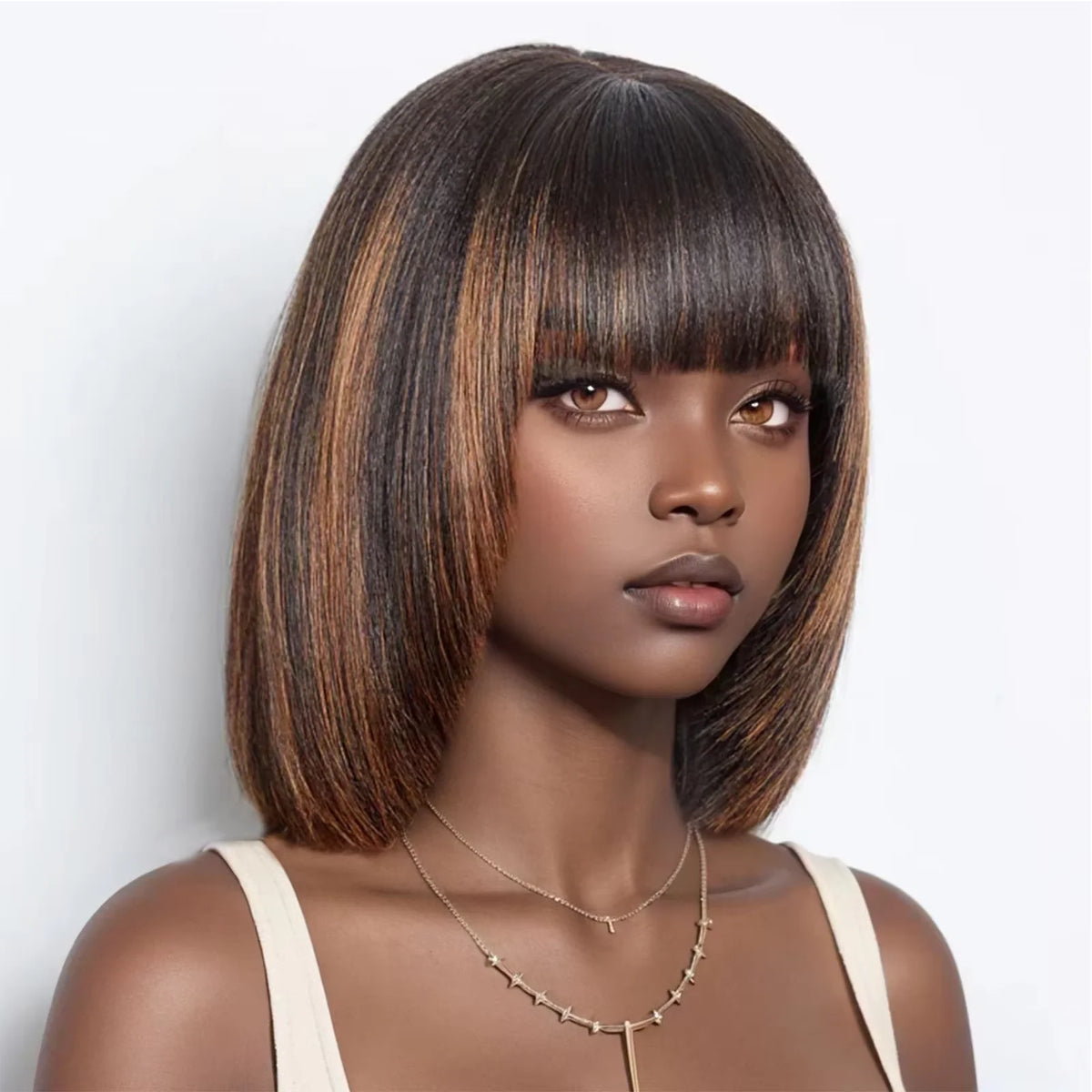 220% Density Ready To Go Glueless Human Hair Wigs 10 Inch 1B/30 Highlight Ombre Straight Wear And Go Glueless Bob Wig 2x1 Lace Closure Wig Human Hair For Women