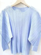 GVUW Pleated Round Collar T Shirt Women Full Sleeve Solid Color Versatile New 2025 Pullover Temperament Female Tops 17G8531
