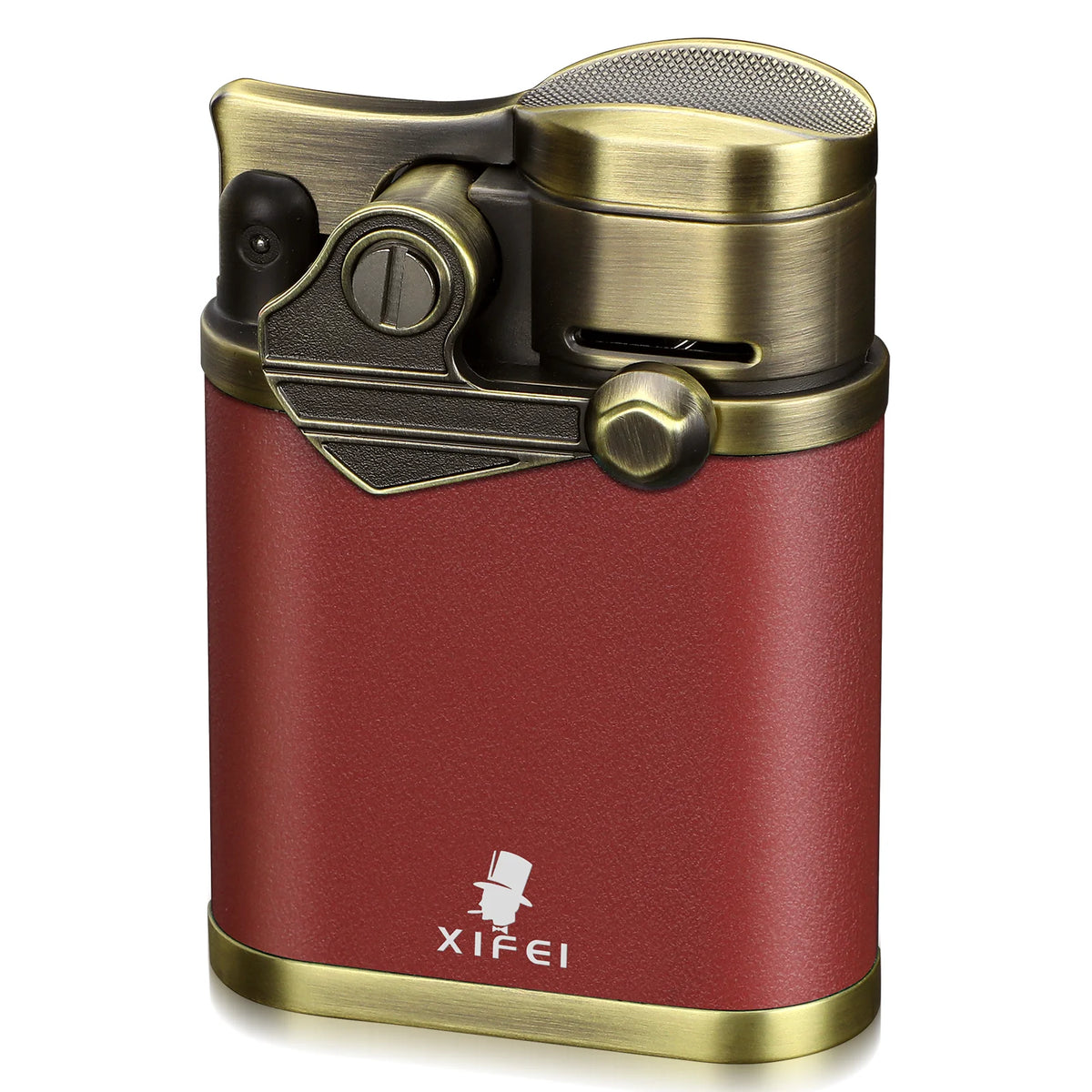 XIFEI Cigar Lighter 4 Jet Flame Torch Lighter with Cigar Holder, Windproof Rocker Arm Butane Lighter Adjustable Flame