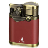 XIFEI Cigar Lighter 4 Jet Flame Torch Lighter with Cigar Holder, Windproof Rocker Arm Butane Lighter Adjustable Flame