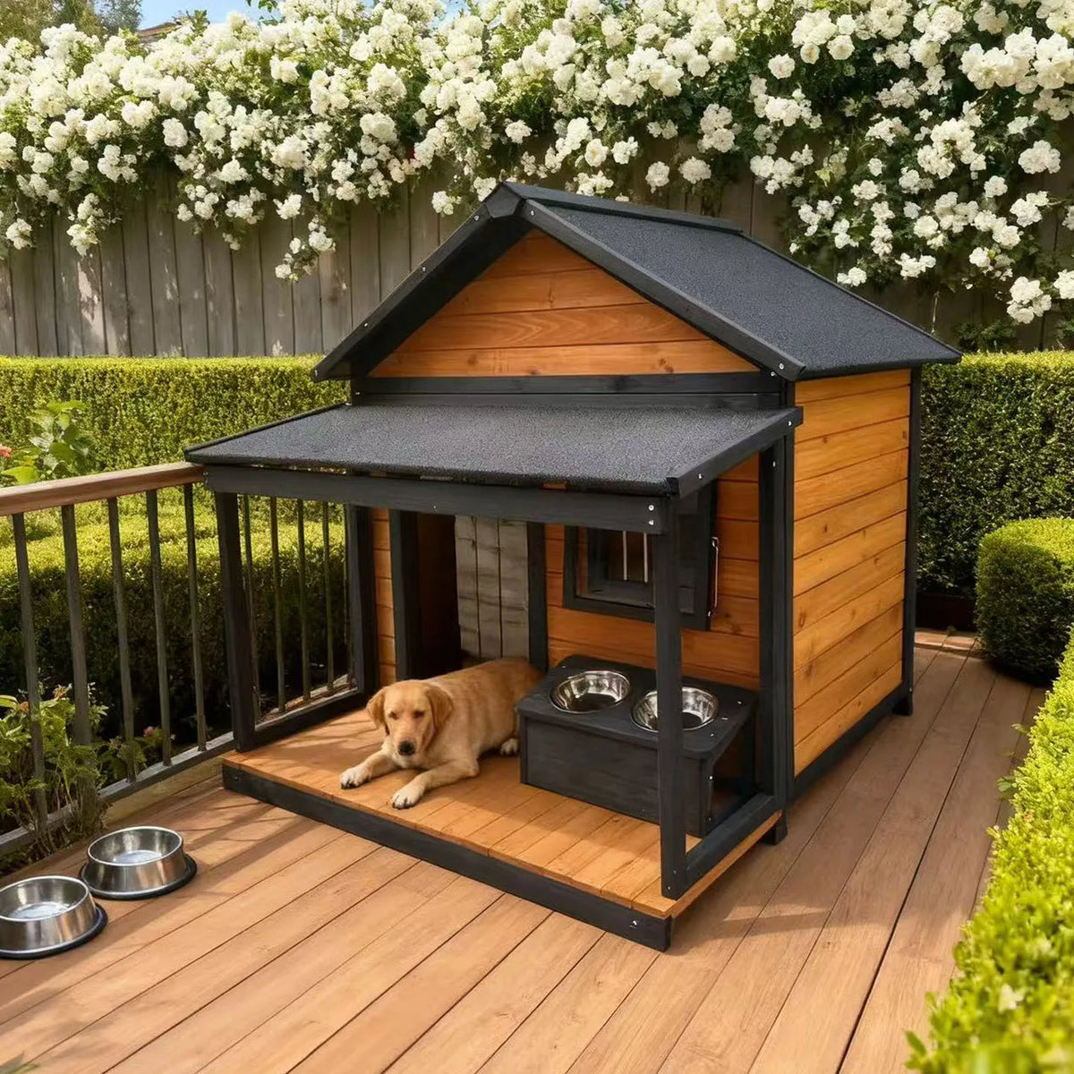 Outdoor dog cage doghouse Solid wood sun protection Rain protection dog kennel doghouse Large medium-sized dog Golden Retriever
