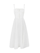 Suninheart Full Lining Elegant Lace Up Holiday Party Dresses Midi Sexy Spaghetti Strap Split Dress White Summer Dress Women 2023