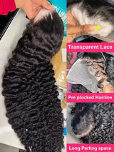 Water Wave Curly 100% Human Hair Brazilian 13x4 13x6 Lace Front Wig 250 Density Deep Wave 360 Full Lace Front Wigs Black