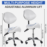 Ergonomic Rolling Saddle Chair Height Adjustable with Wheels and Backrest, Professional Salon Chair for Hair Stylist and Spa