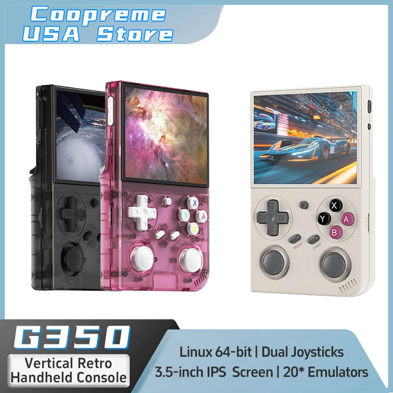 G350 Retro Handheld Game Console Linux 64-bit System 3.5" IPS Screen RK3326 3200 mAh Portable Console Retro Video Game Console