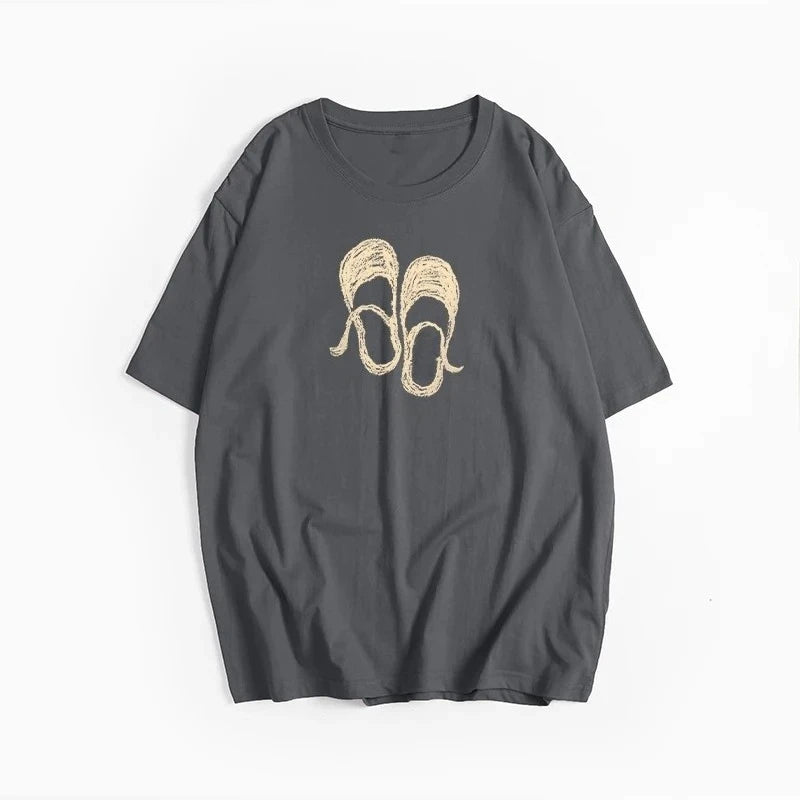 Hirsionsan Harajuku Graphic Printed T Shirt Women 2026 New Summer Cotton Soft Short Sleeve Tee Female Oversized High Street Tops