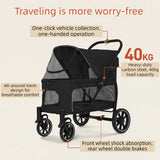 40KG Large Pet Strollers Cats Dogs Wheel Folding Dogcart Luxury Outdoor Transport Dog Strollers Pet Carrier Trolley Supplies