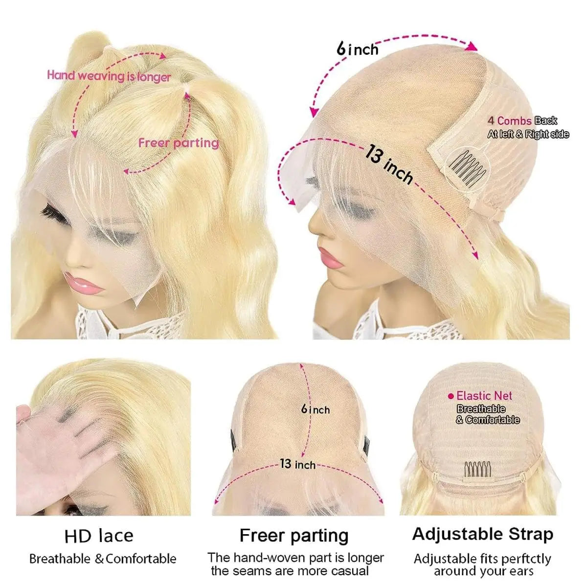 30 Inch 613 Lace Front Wig Human Hair Blonde Wig Human Hair 613 Deep