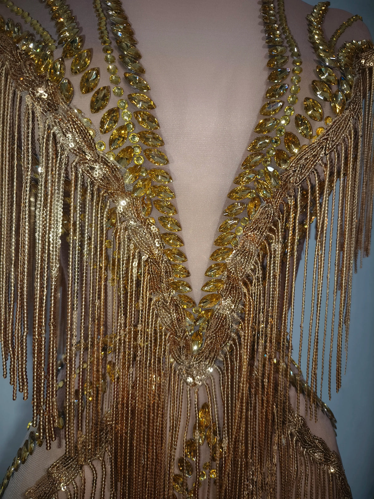 Women Sexy Mesh Sparkly Rhinestone Tassels Stretch Long Dress Evening Nightclub Singer Dance Stage Costume Luxury Birthday Gowns