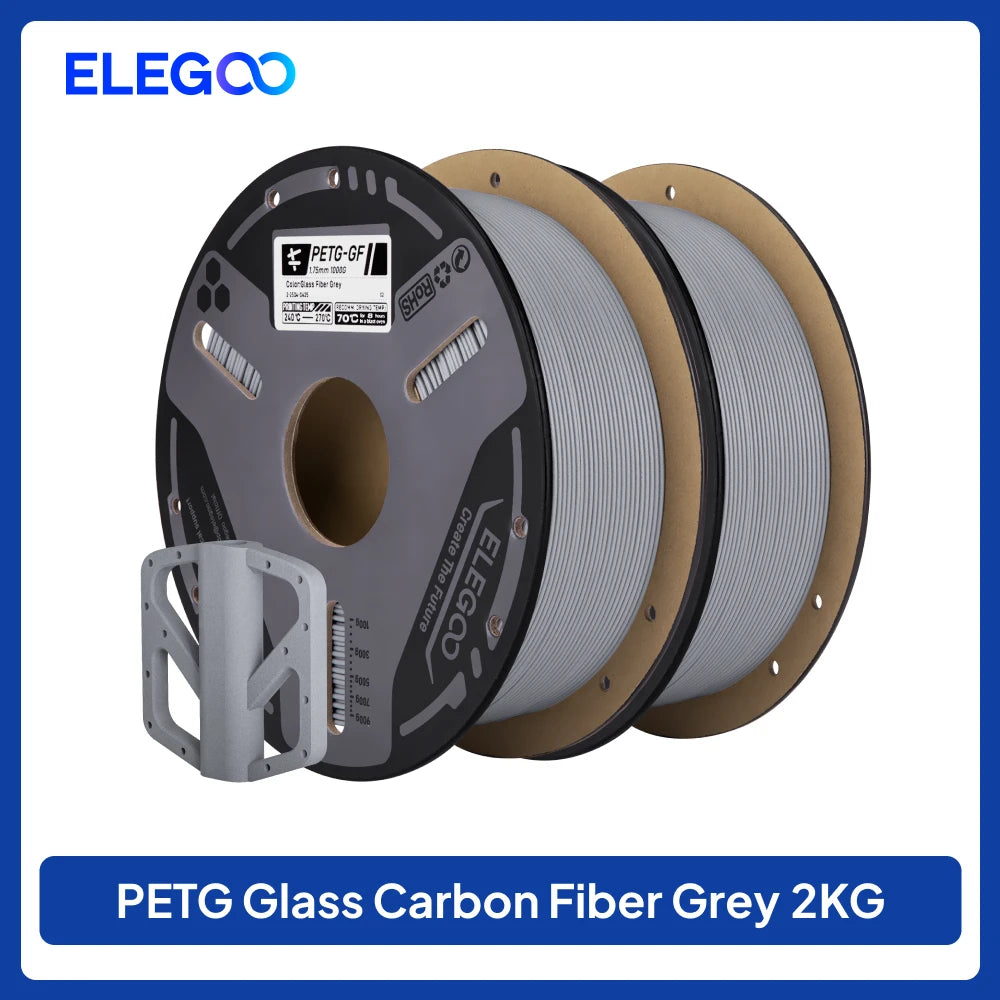 ELEGOO Glass Fiber PETG-GF Filament 1.75mm Gray White Black 1KG/2KG/5KG/10KG For US EU