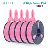 SUNLU High-speed PLA 3D Printer Filament 5KG 1KG A Roll 1.75MM Tolerances +/-0.02MM Filament Fast Shipping From EU / US
