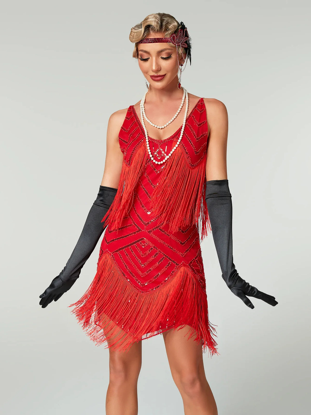 Flapper Roaring Plus Size 20s Great Lady Mini Short Dress Gatsby Fringed Sequin Beaded Lady Mini Tassels Decoration Dresses