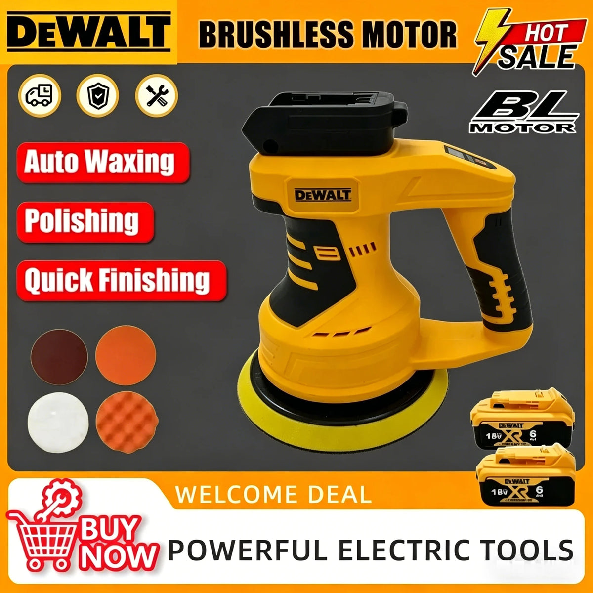 Dewalt Cordless Car Polisher Adjustable Auto 8 Gears  Electric Waxing Sanding Sealing Glaze Tool Rechargeable For Dewalt Battery