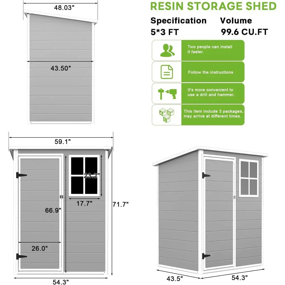 Weather-Resistant Outdoor Storage Shed with Floor, Window, Ventilation, and Lockable Door for Garden, Yard, and Poolside Use