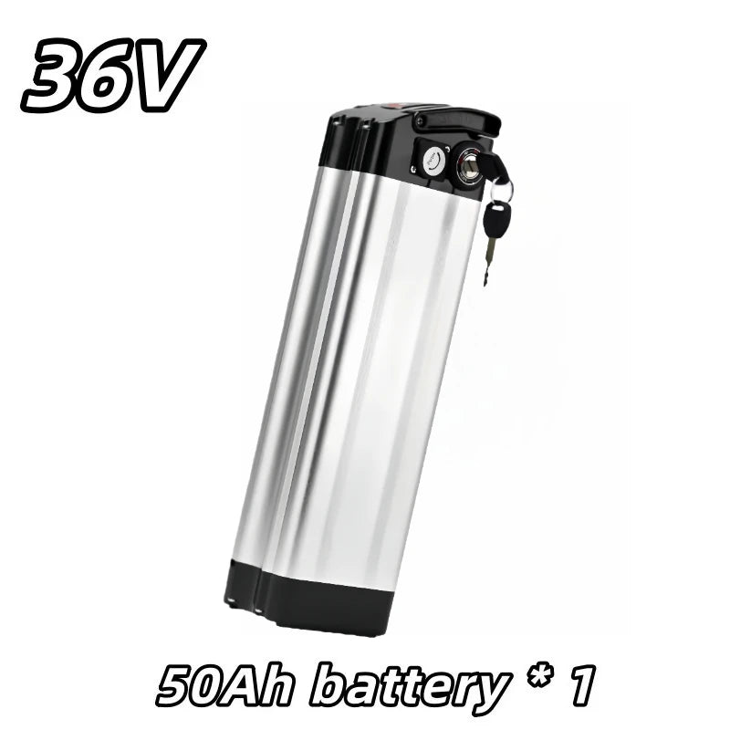 Universal 36V 15AH-60AH Silver Fish 18650 lithium-ion battery,Folding Bike Battery , built-in BMS