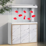 All-in-One AquariumNew Modern Luxury Marble-patterned Ultra-clear Glass Large Cabinet Bottom-filter Fish Tank Smart Aquarium For