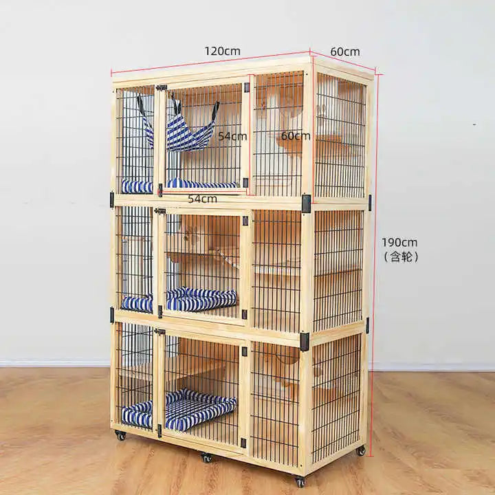 Cat Villa Wooden Cat Cage Household Space Cat House Luxury Indoor Room Cabinet Nest House Nest