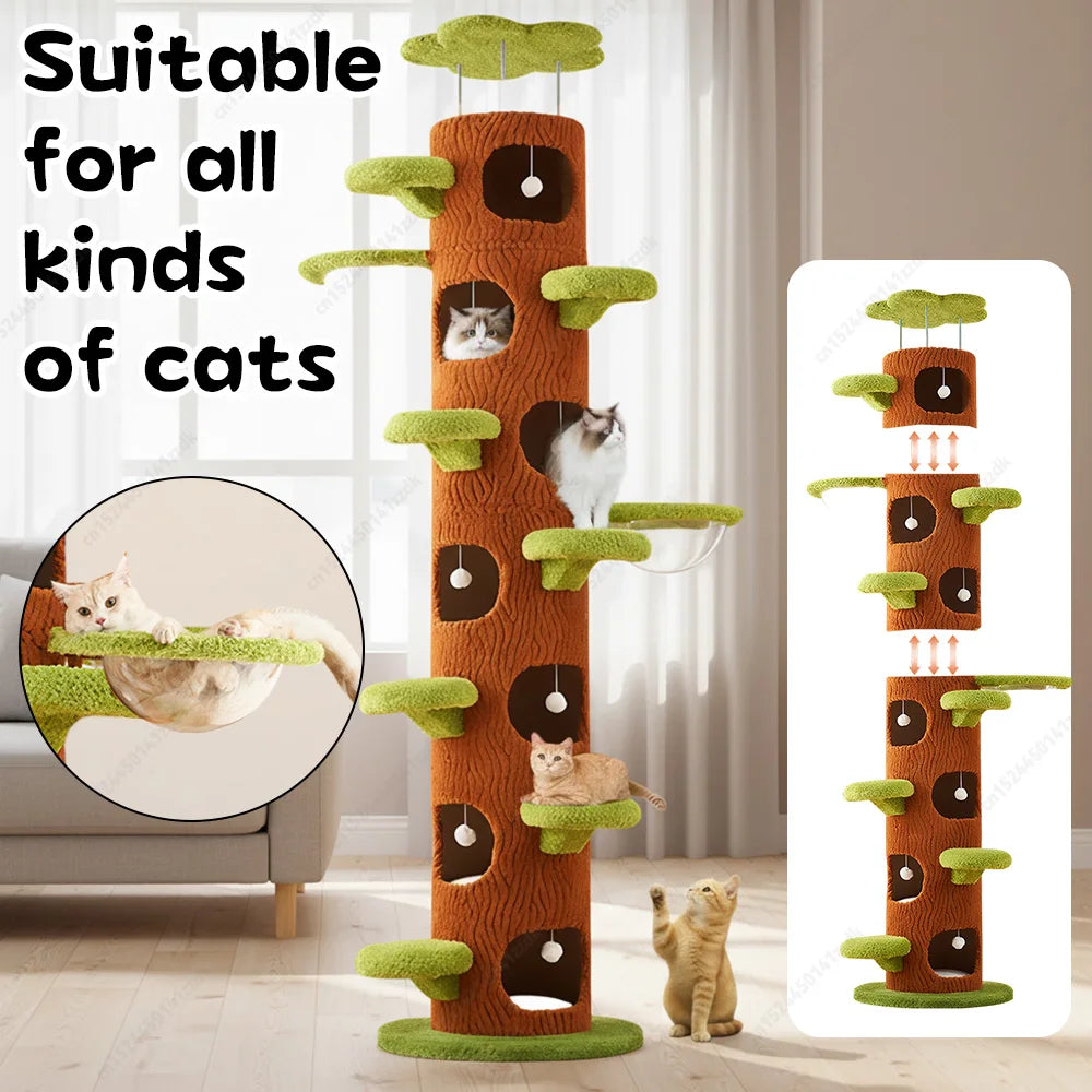 Tall Cat Tree Tower with Sisal Scratching Pad Cat Climbing Frame Super Large Cat Tree Tower for Indoor Kittens