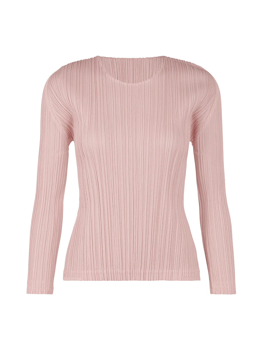 Miyake Pleated Causal Long Sleeve Top Women Classical Pleats Please T-shirt
