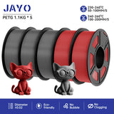 JAYO 3D Printer Filament  PETG PLA HSMPETG PLA PLUS 1.75mm 5Rolls 3D Printing Materials for 100% No Bubble &FDM 3D Pen DIY Gift
