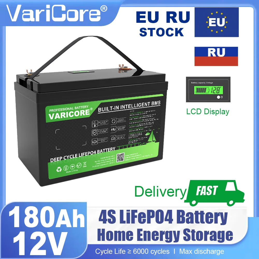 VariCore 12.8V/24v 360Ah 340Ah 180Ah 120AH 100Ah LiFePO4 Battery 25.6v 12V Lithium Iron Phosphate for RV Touring Car Solar Wind