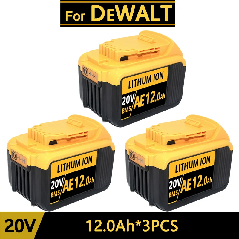 For DeWalt 20V Lithium Ion Batteries 20V 12Ah 18Ah DCB203 Li Ion Battery Replacement DCB206 DCB205 DCB204 DCB200 Power Tools