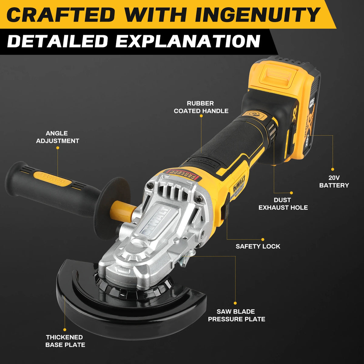 DEWALT DCG405 100/125mm 18V lithium Handheld Grinding battery brushless flat head angle grinder  tool cutting machine