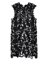 [EAM] Women Black Lace Hollow Out Perspective Big Size Dress New Round Neck Sleeveless Fashion Tide Spring Summer 2026 1DJ0243