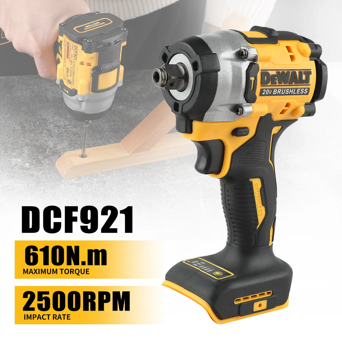 DeWALT DCF900/921/922 Brushless Impact Wrench  20V Power,Pressure-Driven Speed,Double Safety&Ergonomic Design
