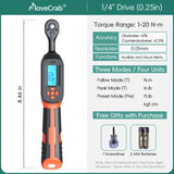 MOVECRAB Series Digital Torque Wrench 1.5-340N.m 2% Accuracy Preset Values with Buzzer, LED Flash & HandleVibration Notification