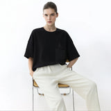 Amii Short Sleeve Tee 2026 Summer New Embroidered Round Neck Drop Shoulder Women's T-Shirt Casual Versatile Top Female 12652006