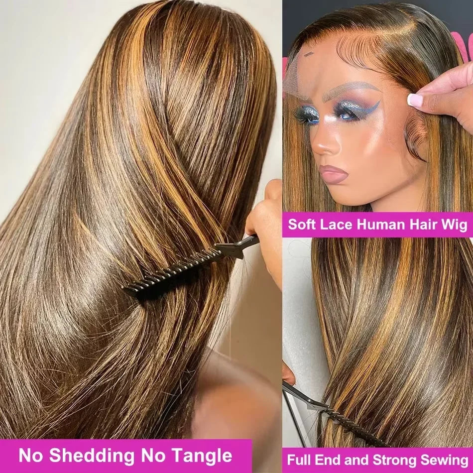 220% Hd Transparent 360 Full Lace Front Wig 40 Inch Pre Plucked Brazilian 13x6 Hd Lace Frontal Wig Bone Straight Human Hair Wigs