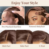 Chocolate Brown Straight Human Hair Wig 46 Inches 13x6 Transparent HD Lace Frontal Pre Plucked Natural Hairline Wig For Women