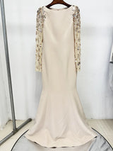 HIGH STREET Newest Fashion 2026 Designer Party Vestido Women's Spliced Mesh Diamonds Beaded Long Sleeved Maxi Long Dress