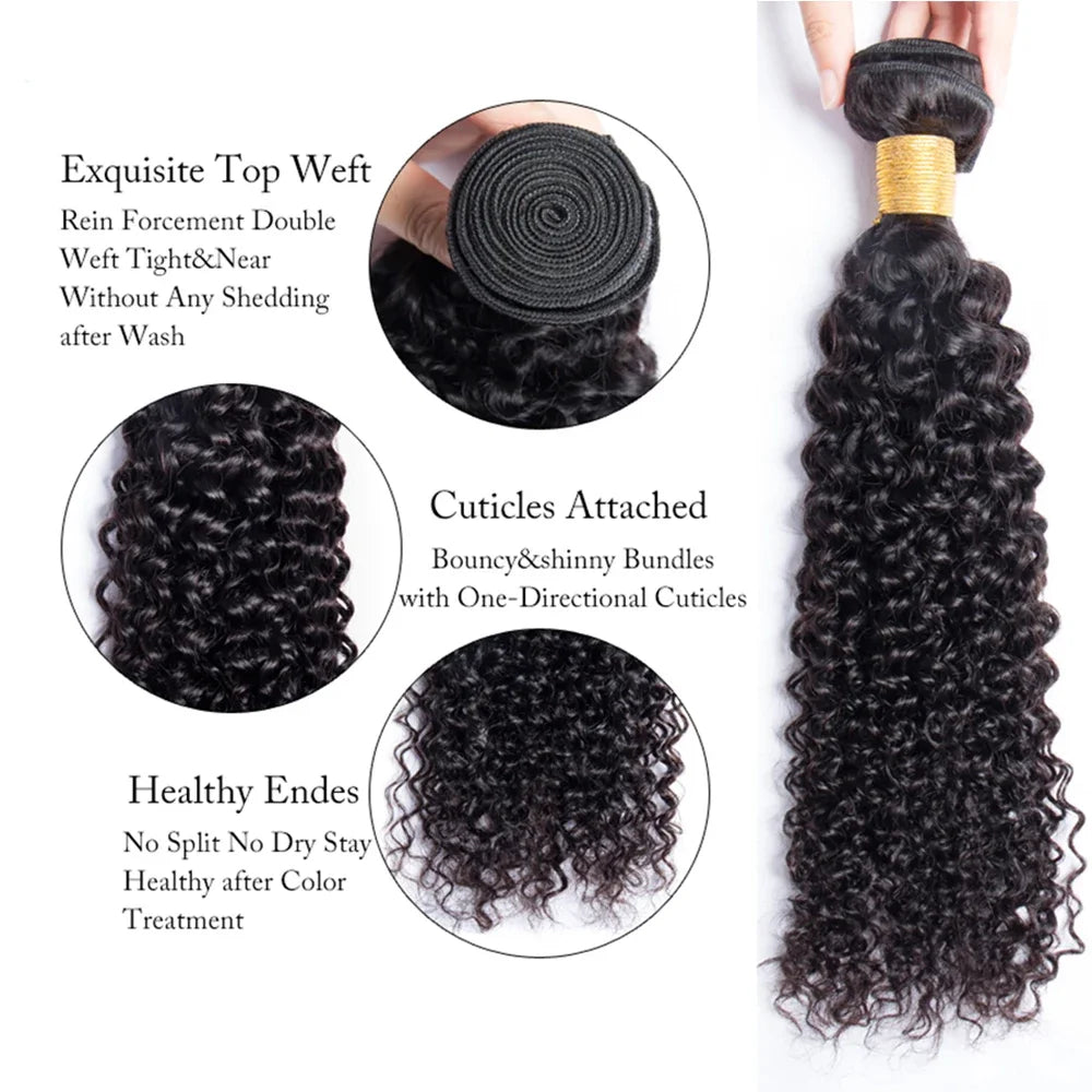 Human Hair Bundles With Closure Brazilian Kinky Curly Raw 3 4 Bundles With 4x4 5x5 HD Lace Closure Weave With 13x4 Frontal