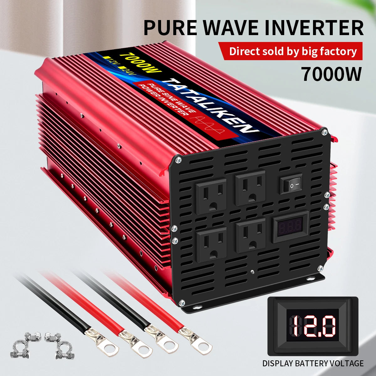Pure Sine Wave Inverter 3500W/4000W/4500W/5000W inverter  12v converter 60HZ Portable camping car available US socket