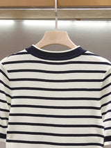 Summer New 2026 Women Short Sleeved Loose Round Neck Striped T-Shirt and Top Versatile