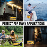 RVPOZWER LiFePO4 Lithium Iron Phosphate Energy Storage Battery, Built-in 200A Smart BMS Protection, 15000+ Deep Cycle Lifespan, Low Self-Discharge Rechargeable Battery for Marine, RV, Off-Grid Solar Applications, 12V 200Ah 2560Wh