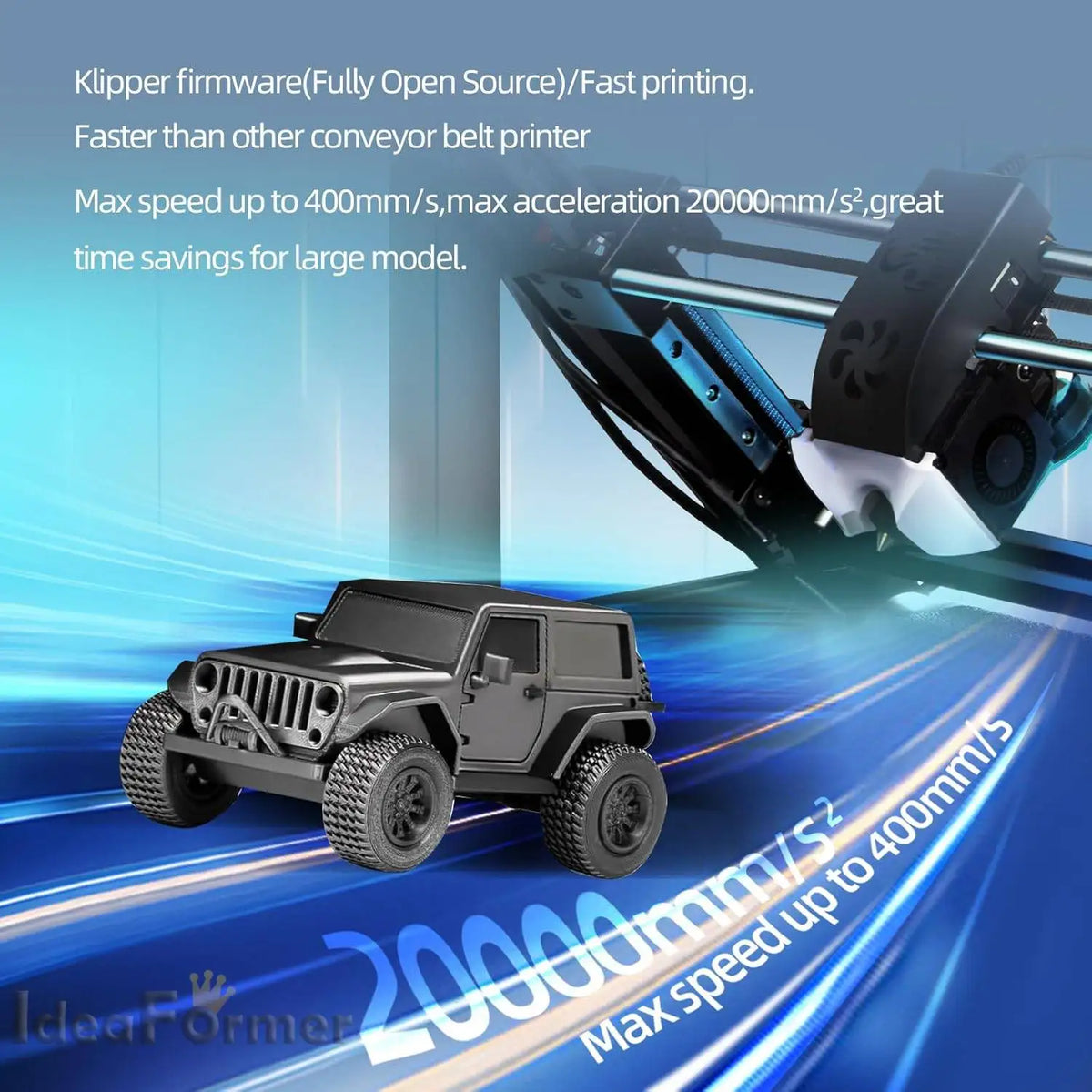 IdeaFormer IR3 V2 Conveyor Belt 3D Printer Infinite Z Axis 250x250x∞mm Core XY 400mm/s Auto Leveling Long Model Batch Printing
