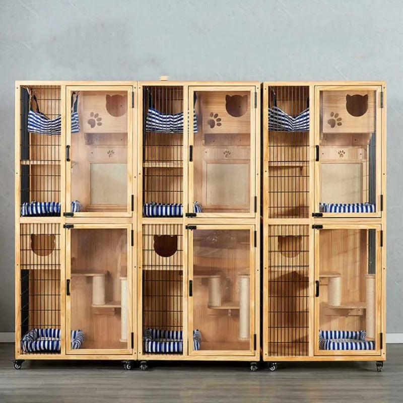 Cat Villa Wooden Cat Cage Household Space Cat House Luxury Indoor Room Cabinet Nest House Nest