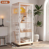 Solid wood luxury can put smart cat toilet integrated cat cage nest  panoramic view