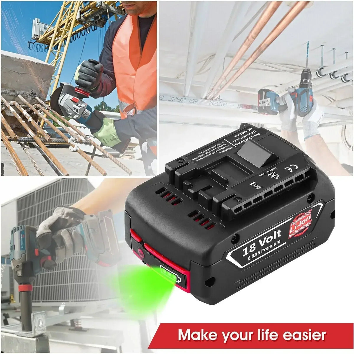 High-Performance 18V 6.0Ah LITHIUM-ION Battery Replacement for Bosch 18V BAT609 BAT612 BAT618 GBA GSR GSB Rechargeable Battery