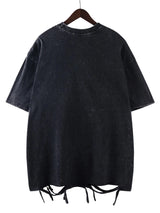 Stressless Letter Printing Washed T-Shirt Women Cottont Shirts O-Neck Oversized Acid Wash Short Sleeve Tops Casual Woman Clothes