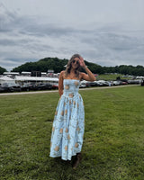 Mingmingxi Summer Floral Print Dress Elegant 2025 New Arrivals Spaghetti Strap Flare Dress Maxi Holiday Party Dresses Women