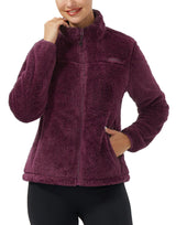 Pioneer Camp Women's Fuzzy Fleece Jacket Lightweight Full Zip Up Warm Soft Fleece Coat for Spring Fall Winter