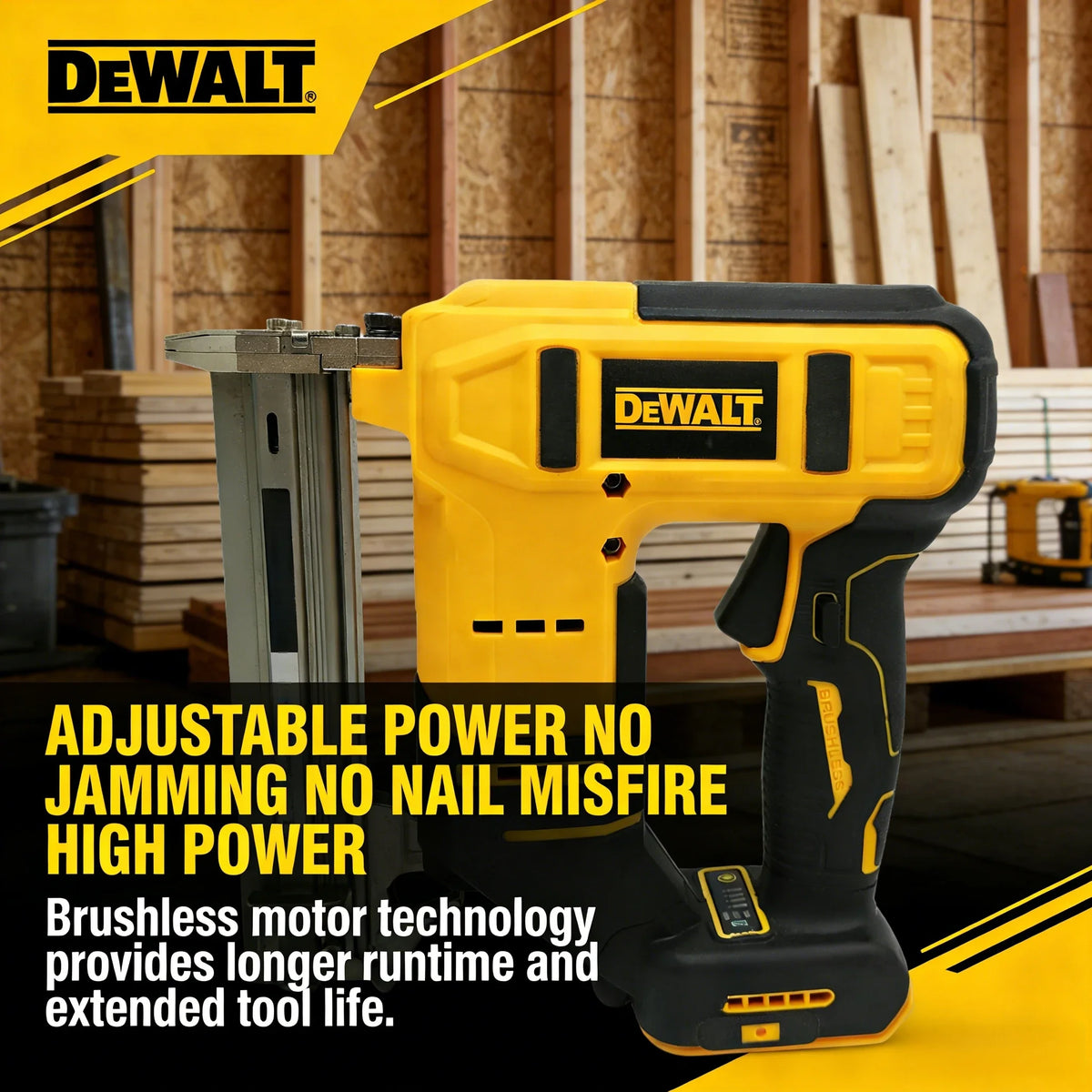 DEWALT Compact 18 Gauge Cordless Nail Gun: Professional Handheld Tool for Precision Trim & Framing (Tool Only)